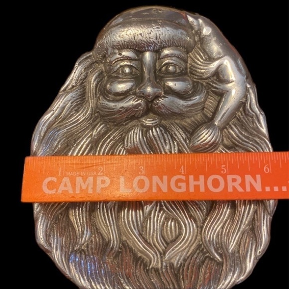 Silvertone Santa trinket candy dish vintage - Picture 5 of 9
